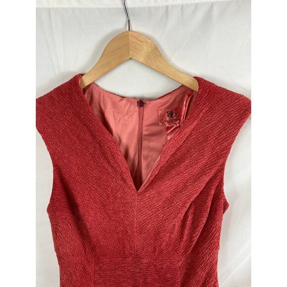 SD Collection Pink textured V Neck Sleeveless Flare Dress Size 8 - Picture 2 of 4